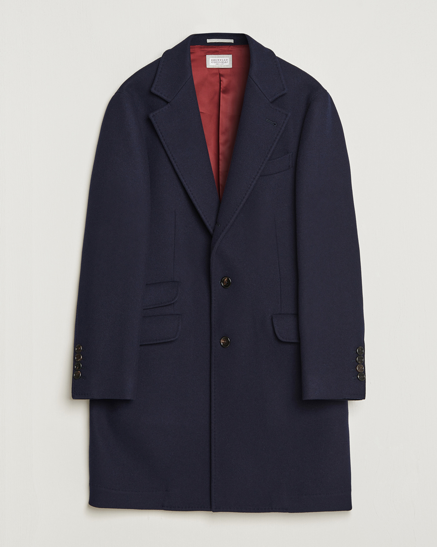 Mies | Päällystakit | Brunello Cucinelli | Wool/Cashmere Single Breasted Coat Navy