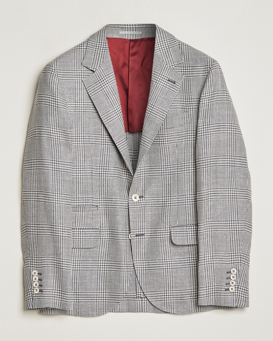 Mies | Pikkutakit | Brunello Cucinelli | Prince Of Wales Check Blazer Pearl Grey