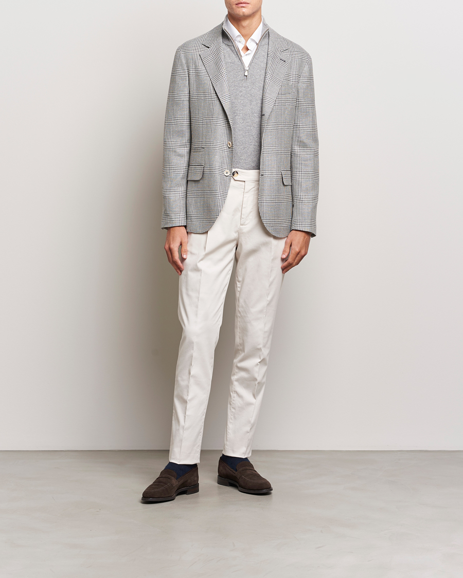 Mies | Pikkutakit | Brunello Cucinelli | Prince Of Wales Check Blazer Pearl Grey