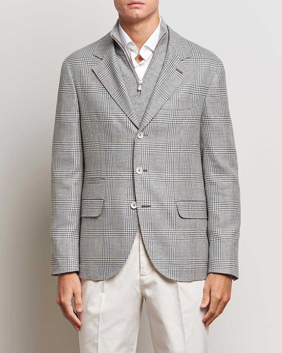 Mies | Pikkutakit | Brunello Cucinelli | Prince Of Wales Check Blazer Pearl Grey
