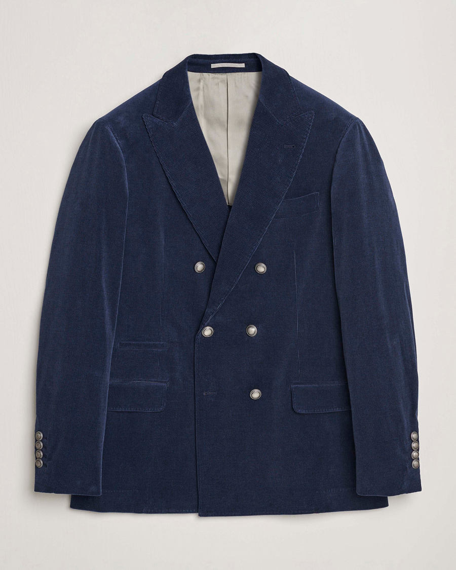 Mies | Pikkutakit | Brunello Cucinelli | Double Breasted Corduroy Blazer Royal Blue