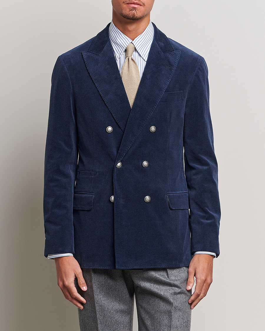 Mies |  | Brunello Cucinelli | Double Breasted Corduroy Blazer Royal Blue