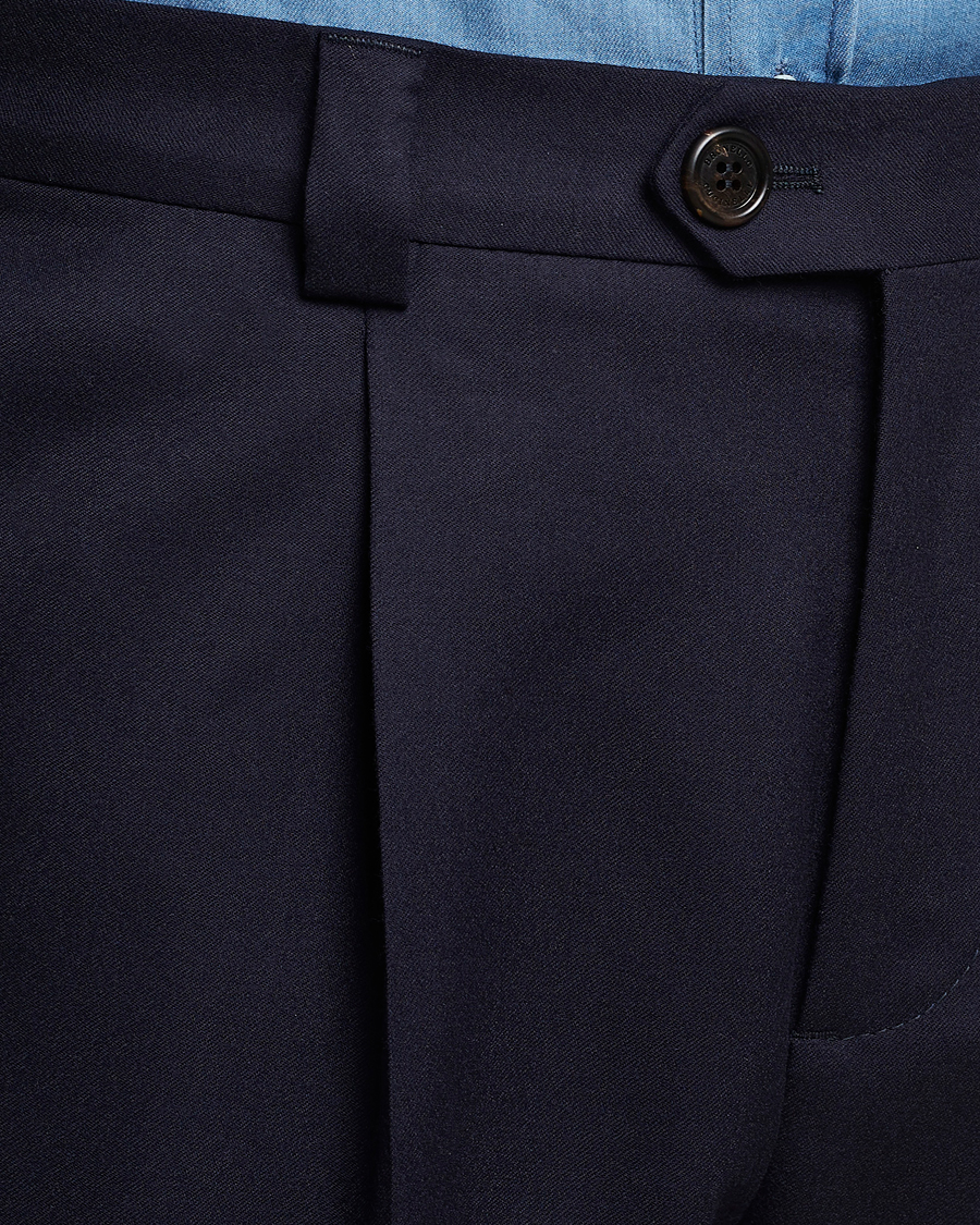 Mies | Housut | Brunello Cucinelli | Slim Fit Pleated Flannel Trousers Navy
