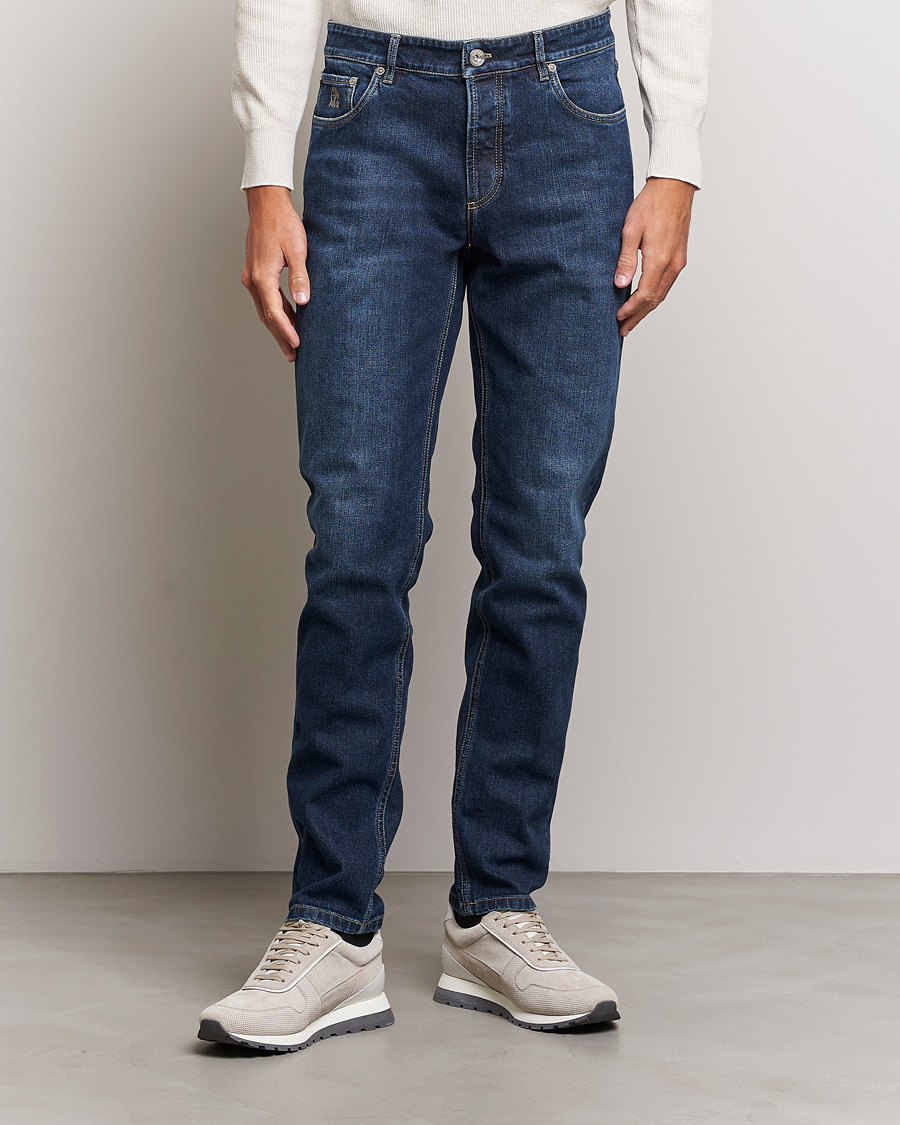 Mies | Farkut | Brunello Cucinelli | Slim Fit Jeans Dark Blue Wash