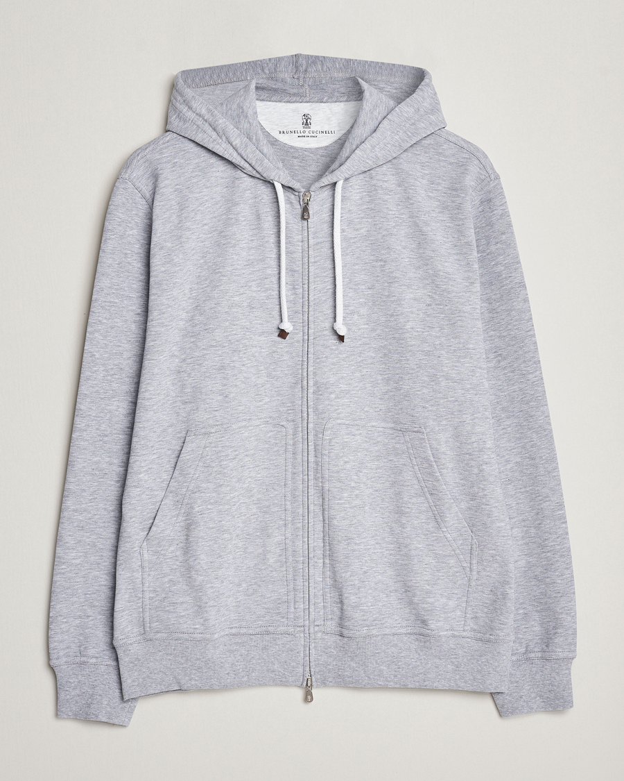 Mies |  | Brunello Cucinelli | Full Zip Hooded Sweater Grey Melange