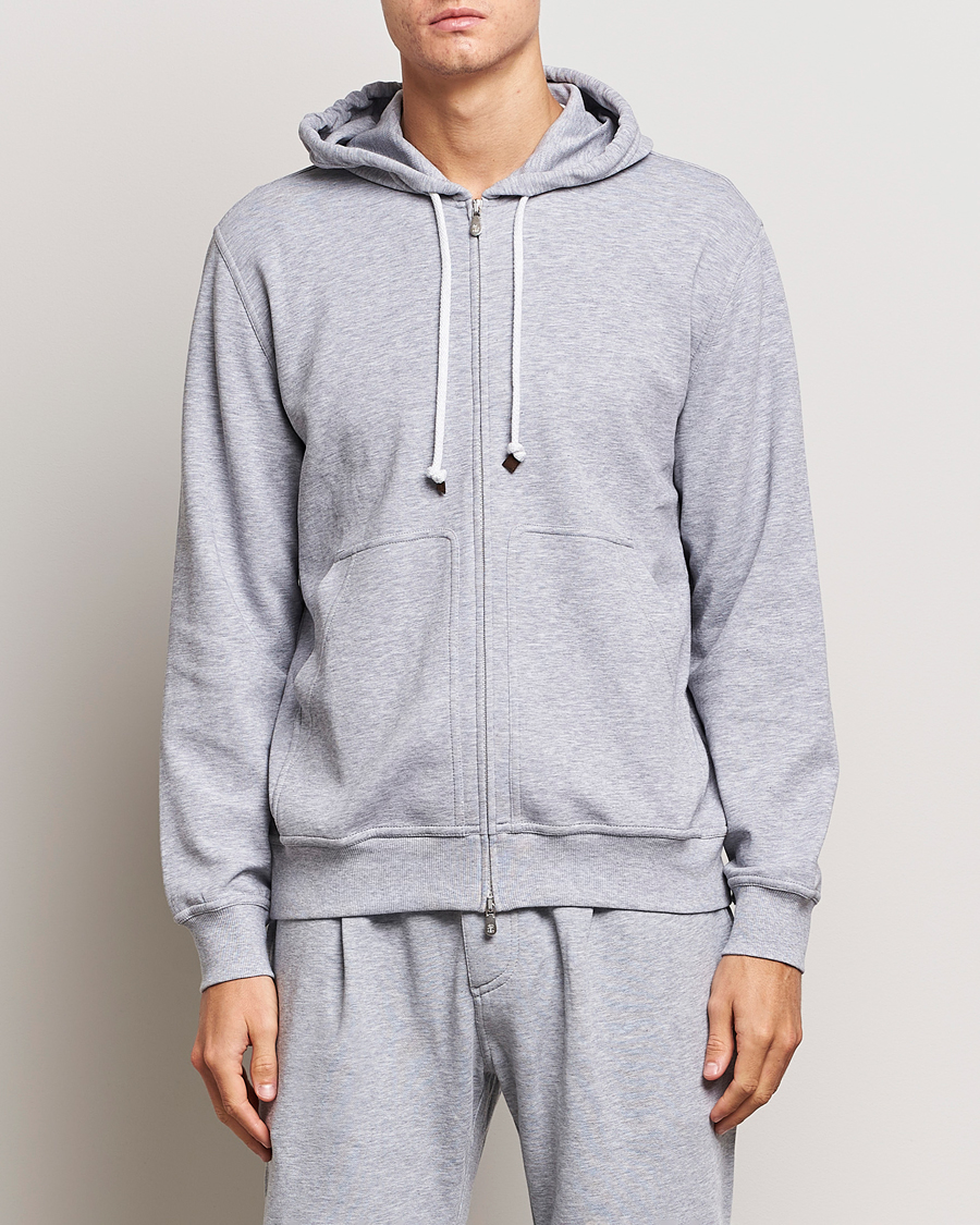Mies |  | Brunello Cucinelli | Full Zip Hooded Sweater Grey Melange