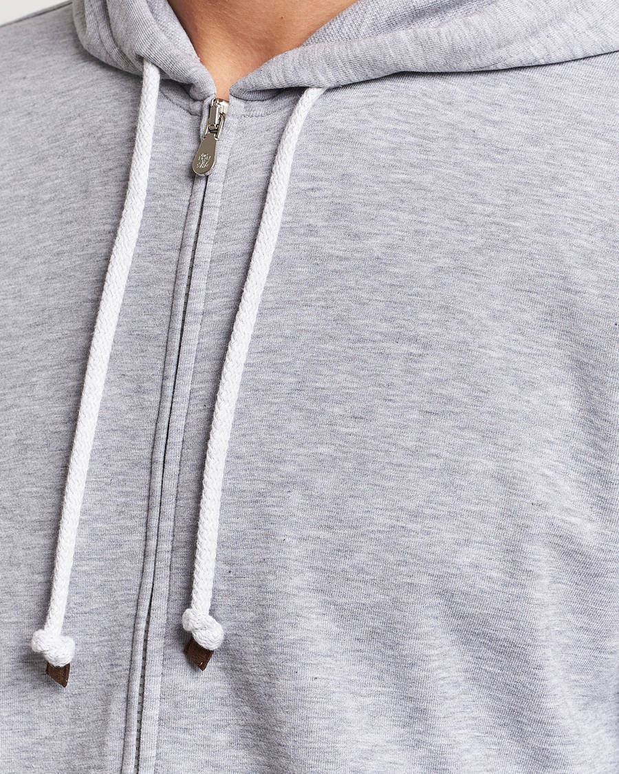 Mies | Puserot | Brunello Cucinelli | Full Zip Hooded Sweater Grey Melange