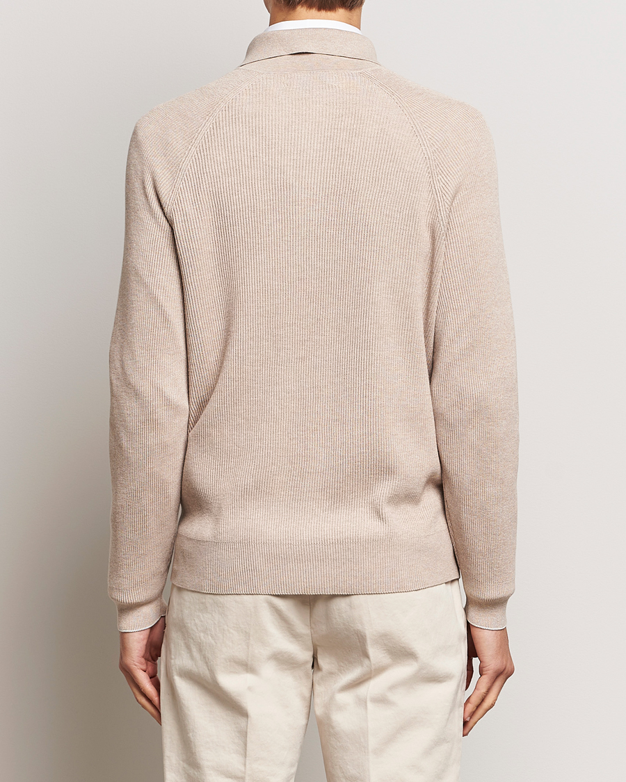 Mies | Puserot | Brunello Cucinelli | Long Sleeve Knitted Polo Light Beige