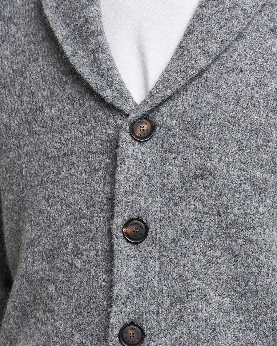 Mies | Puserot | Brunello Cucinelli | Fluffy Shawl Collar Cardigan Grey Melange