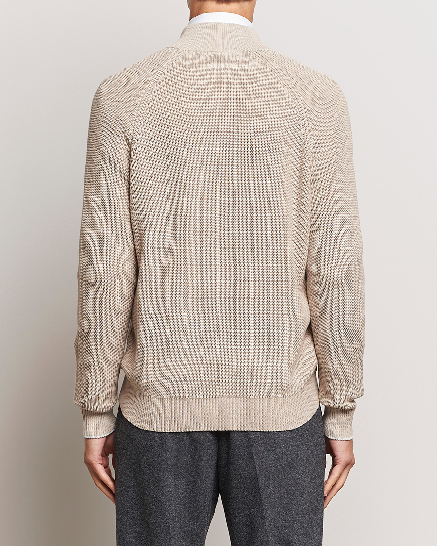 Mies | Puserot | Brunello Cucinelli | Rib Wool Zip Cardigan Light Beige