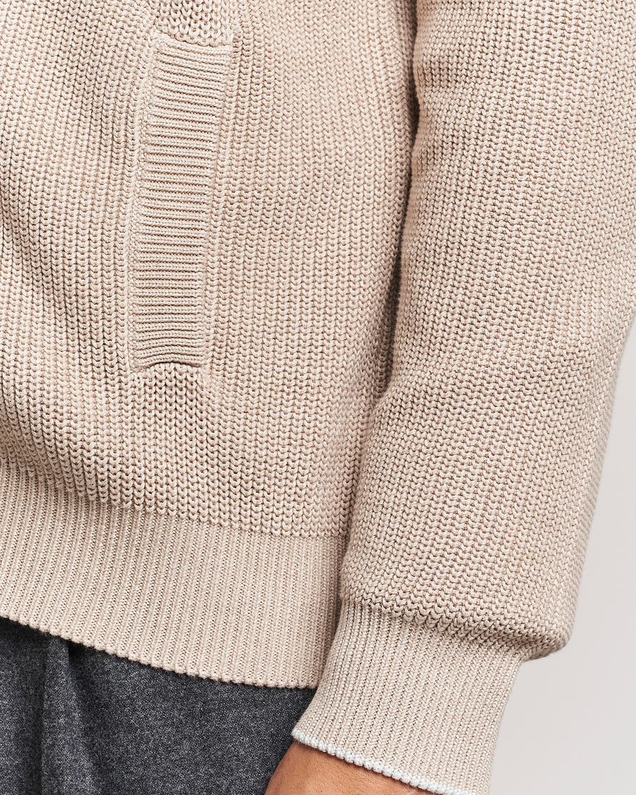 Mies | Puserot | Brunello Cucinelli | Rib Wool Zip Cardigan Light Beige