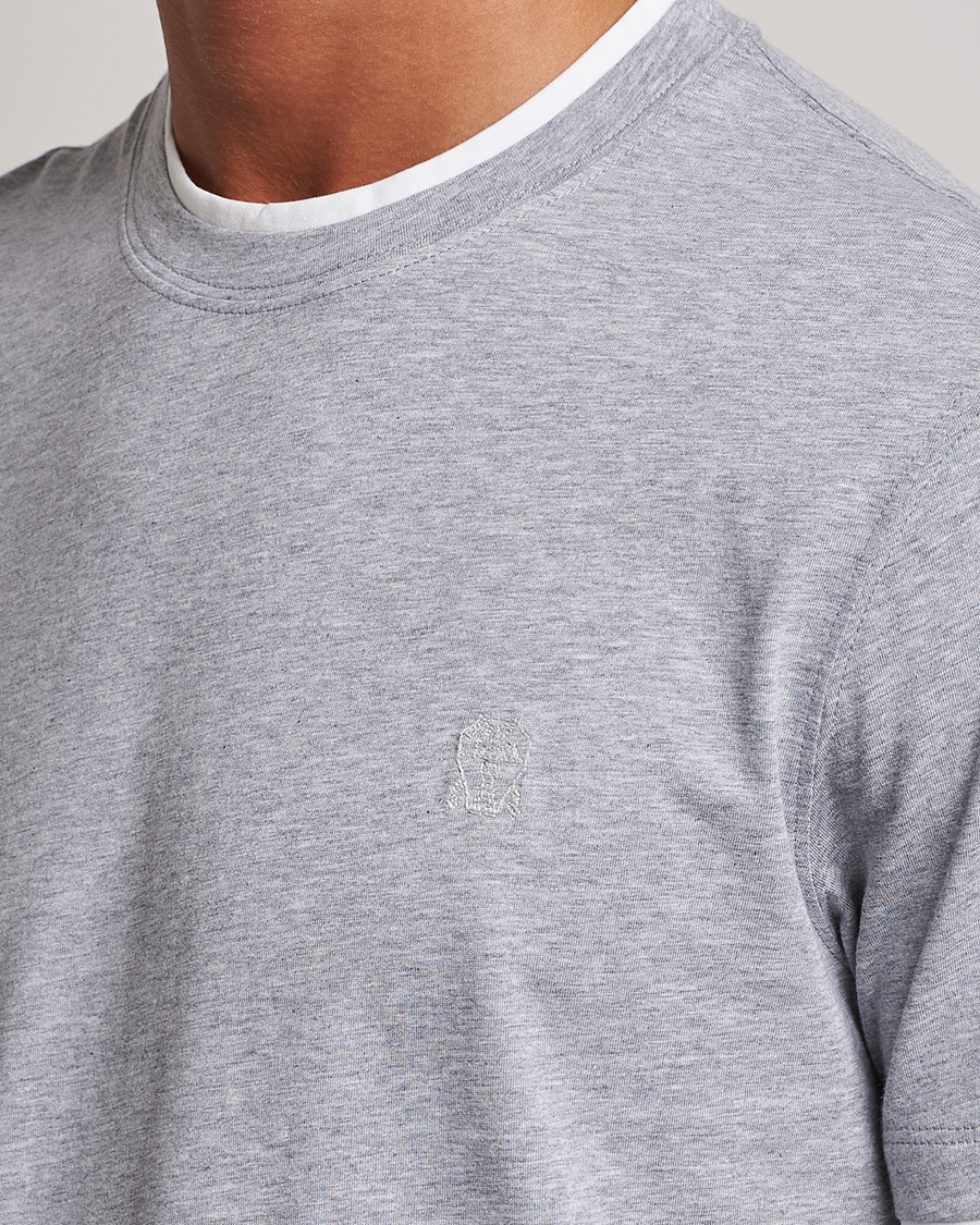 Mies | T-paidat | Brunello Cucinelli | Short Sleeve Logo T-Shirt Light Grey