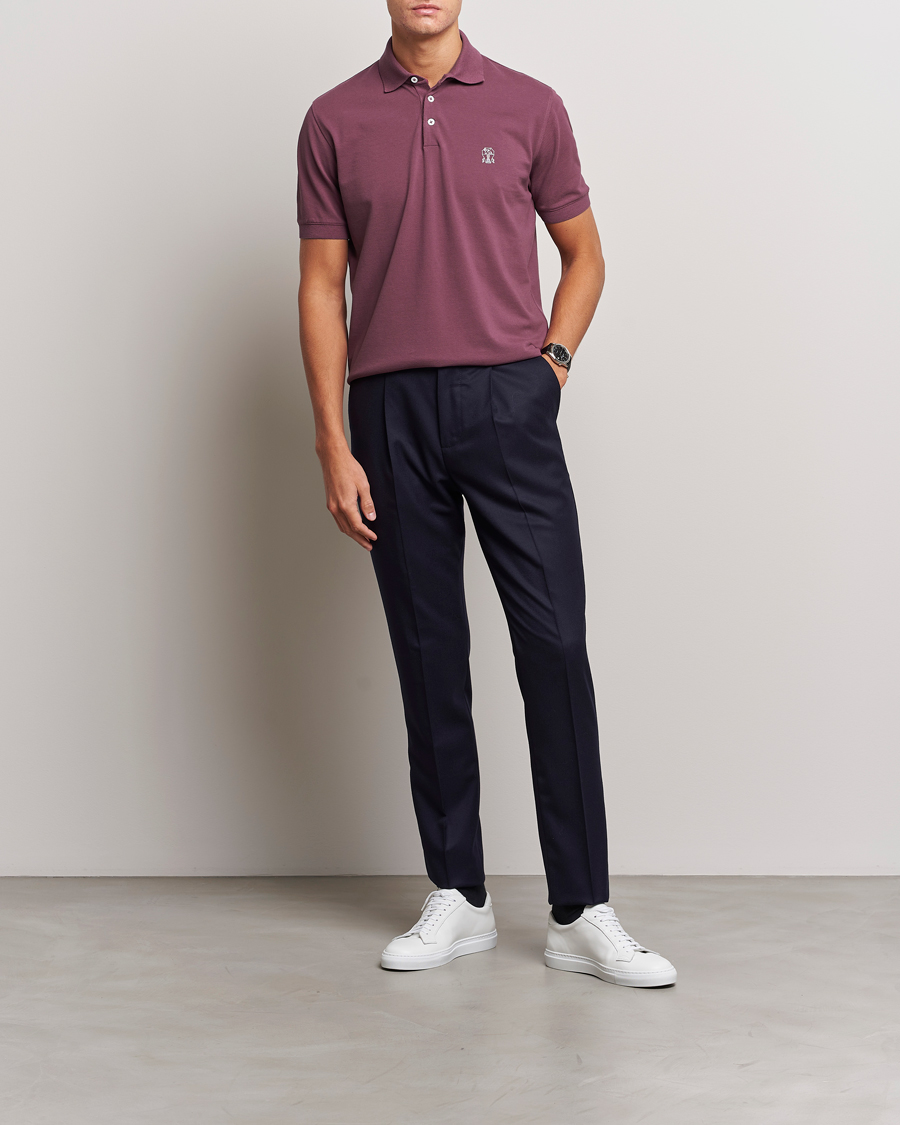 Mies | Pikeet | Brunello Cucinelli | Short Sleeve Logo Polo Burgundy