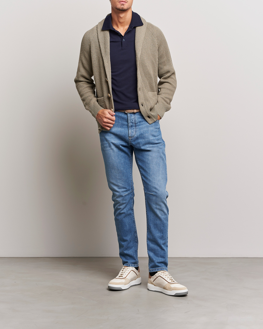 Mies | Pikeet | Brunello Cucinelli | Short Sleeve Logo Polo Dark Blue