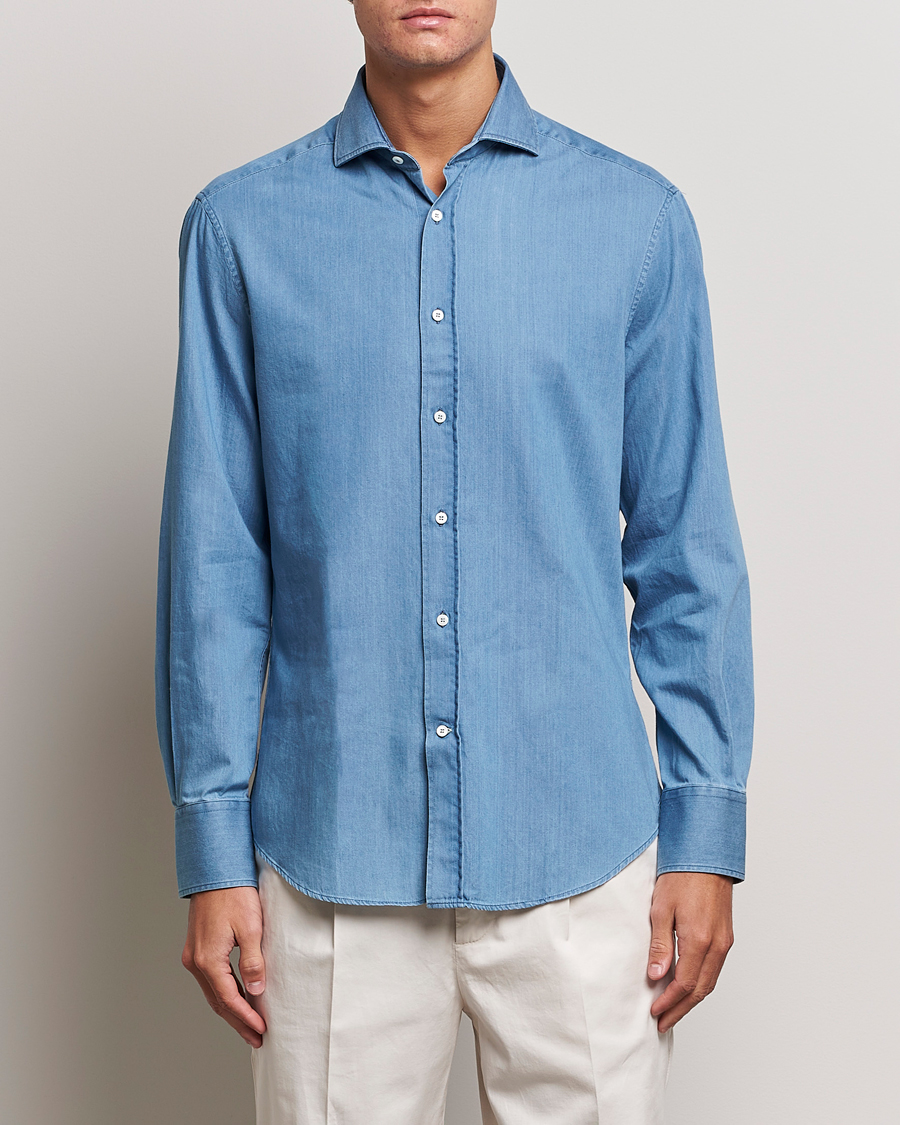 Mies | Rennot paidat | Brunello Cucinelli | Slim Fit Denim Shirt Indigo Blue