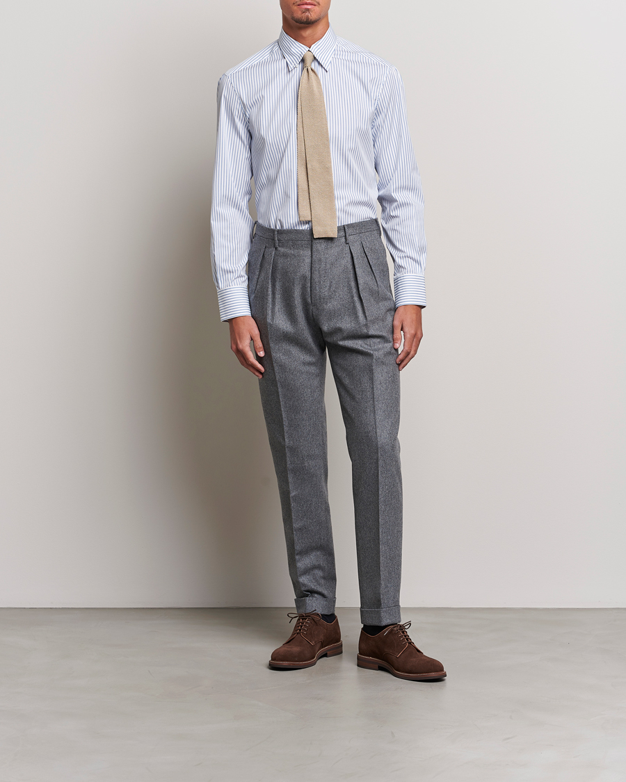 Mies | Kauluspaidat | Brunello Cucinelli | Slim Fit Button Down Shirt Light Blue Stripe