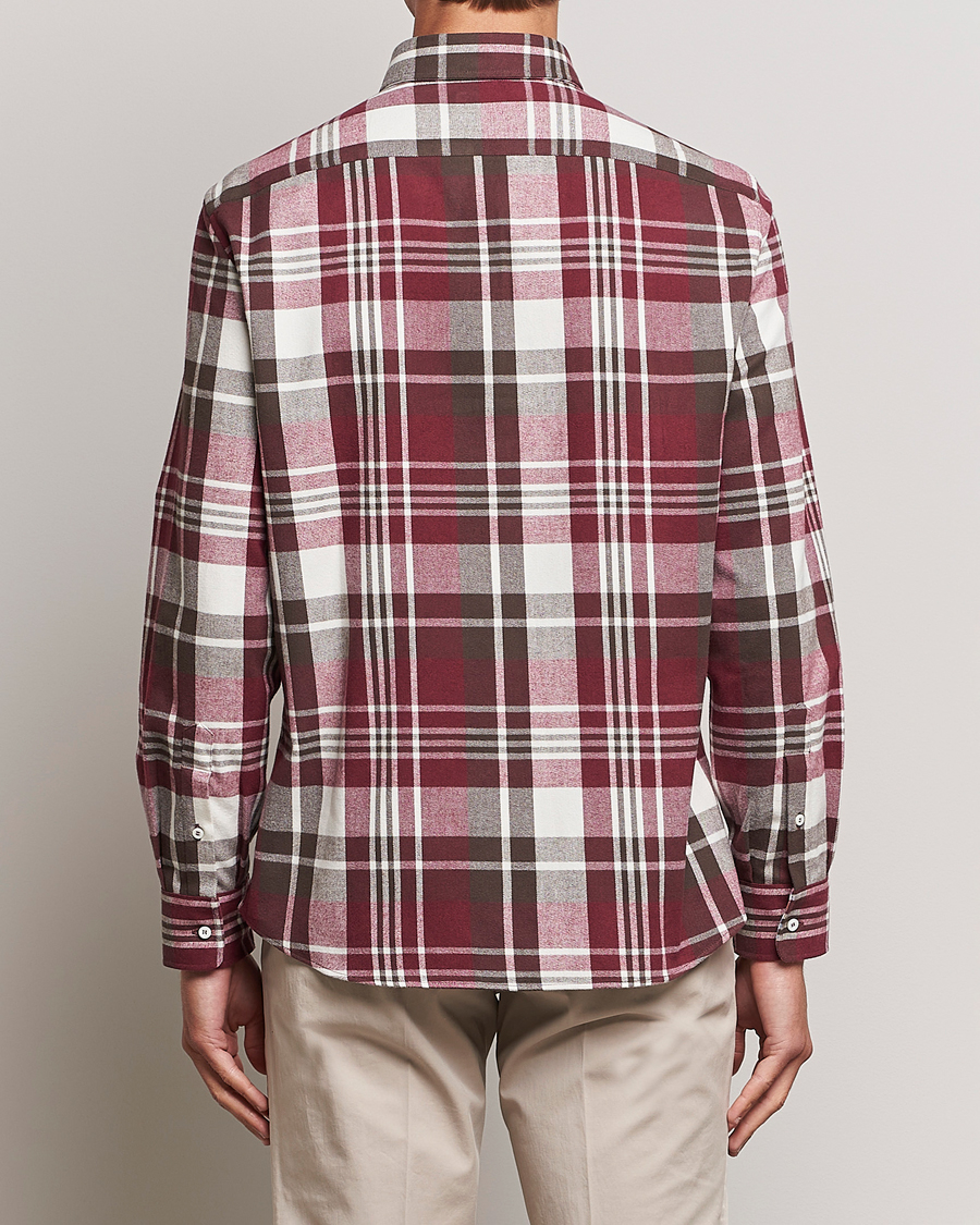 Mies | Kauluspaidat | Brunello Cucinelli | Slim Fit Button Down Madras Shirt Burgundy