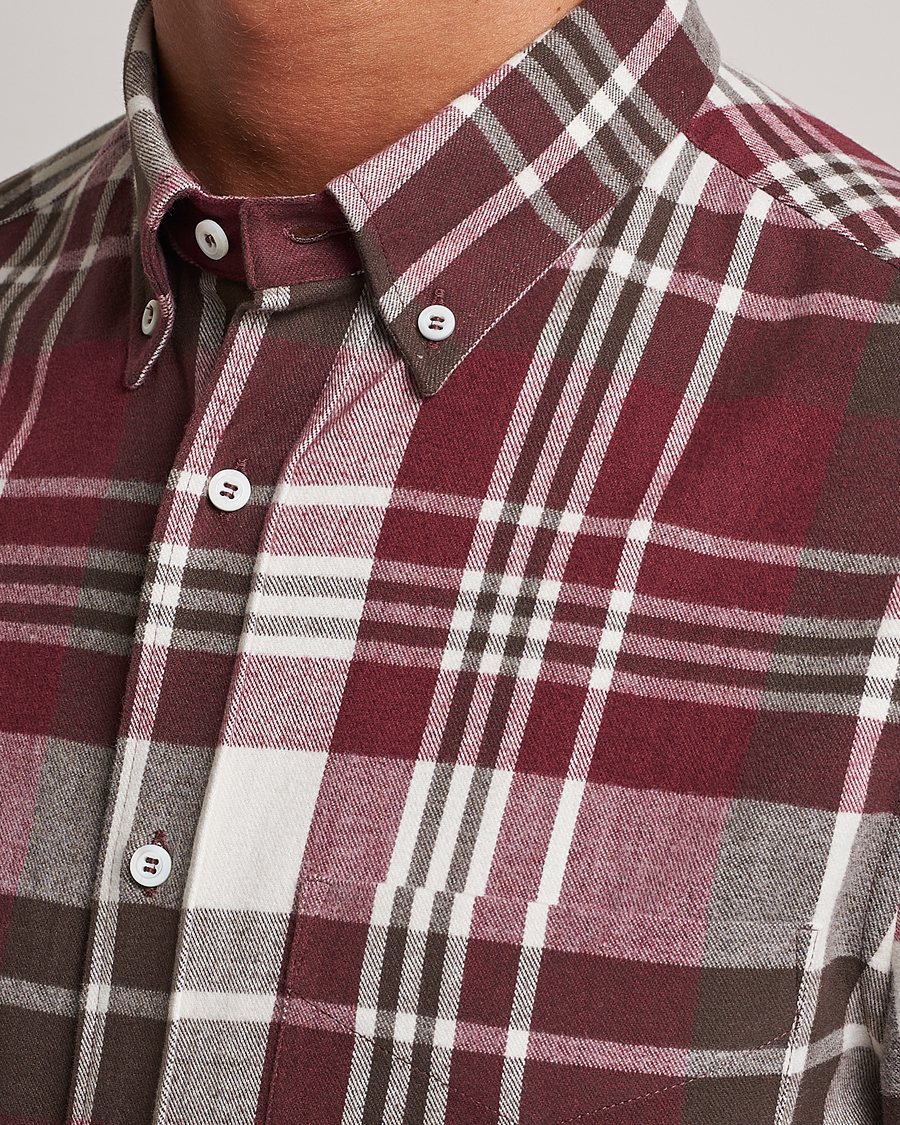 Mies | Kauluspaidat | Brunello Cucinelli | Slim Fit Button Down Madras Shirt Burgundy