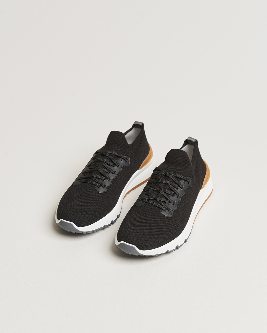 Mies | Tennarit | Brunello Cucinelli | Flannel Running Sneakers Black