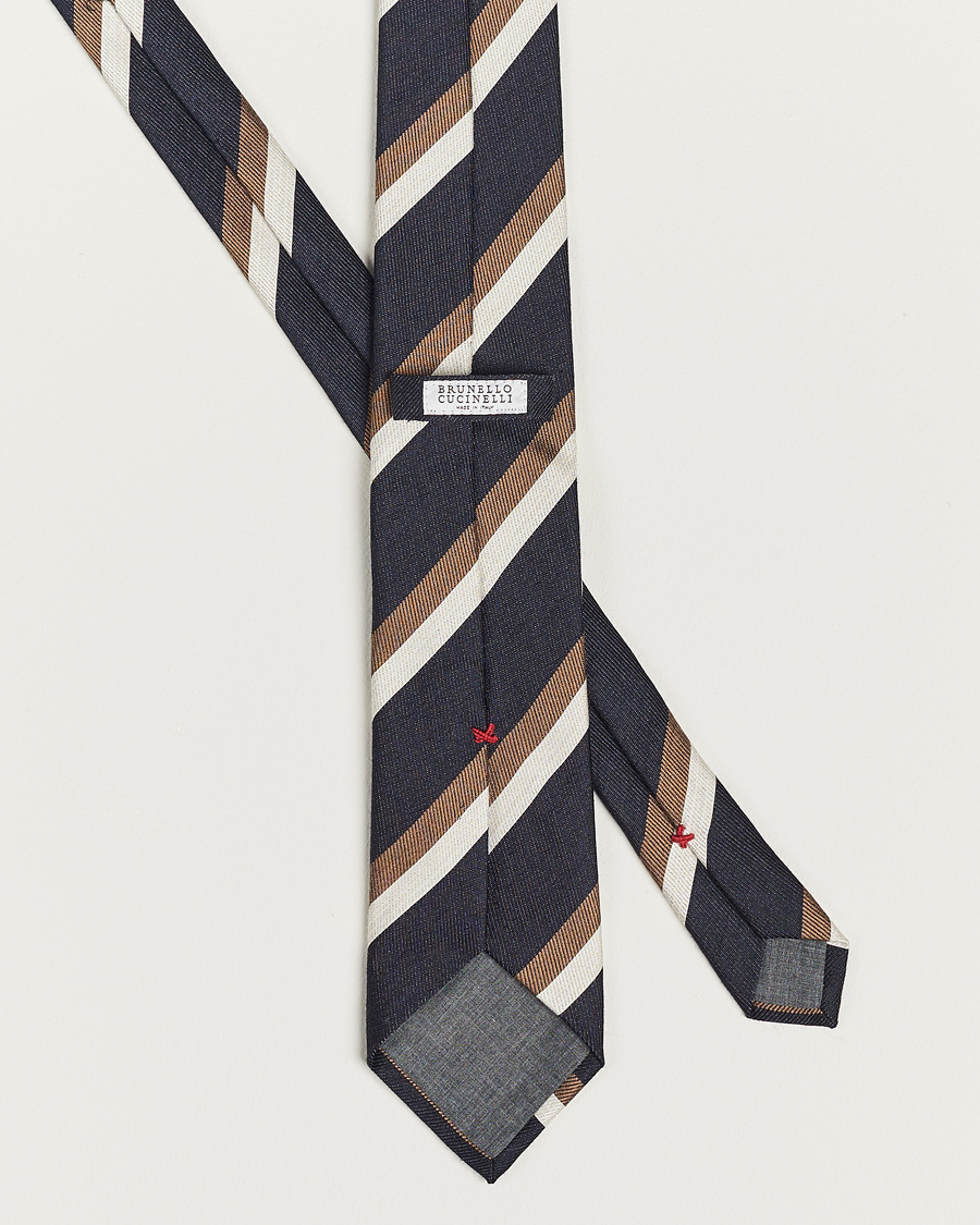 Mies | Brunello Cucinelli Regimental Stripe Tie Navy/Grey | Brunello Cucinelli | Regimental Stripe Tie Navy/Grey