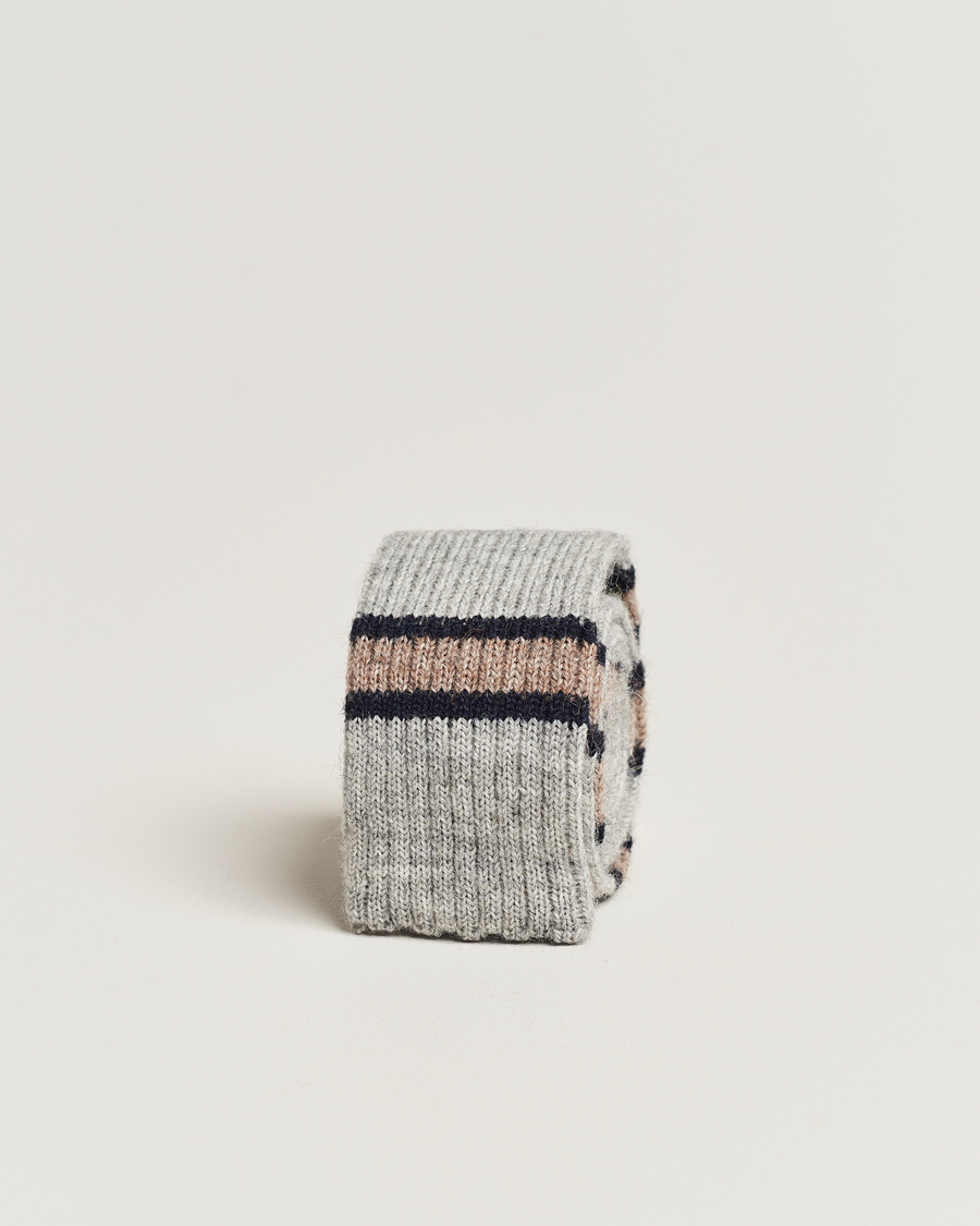 Mies |  | Brunello Cucinelli | Stripe Knit Tie Grey/Navy