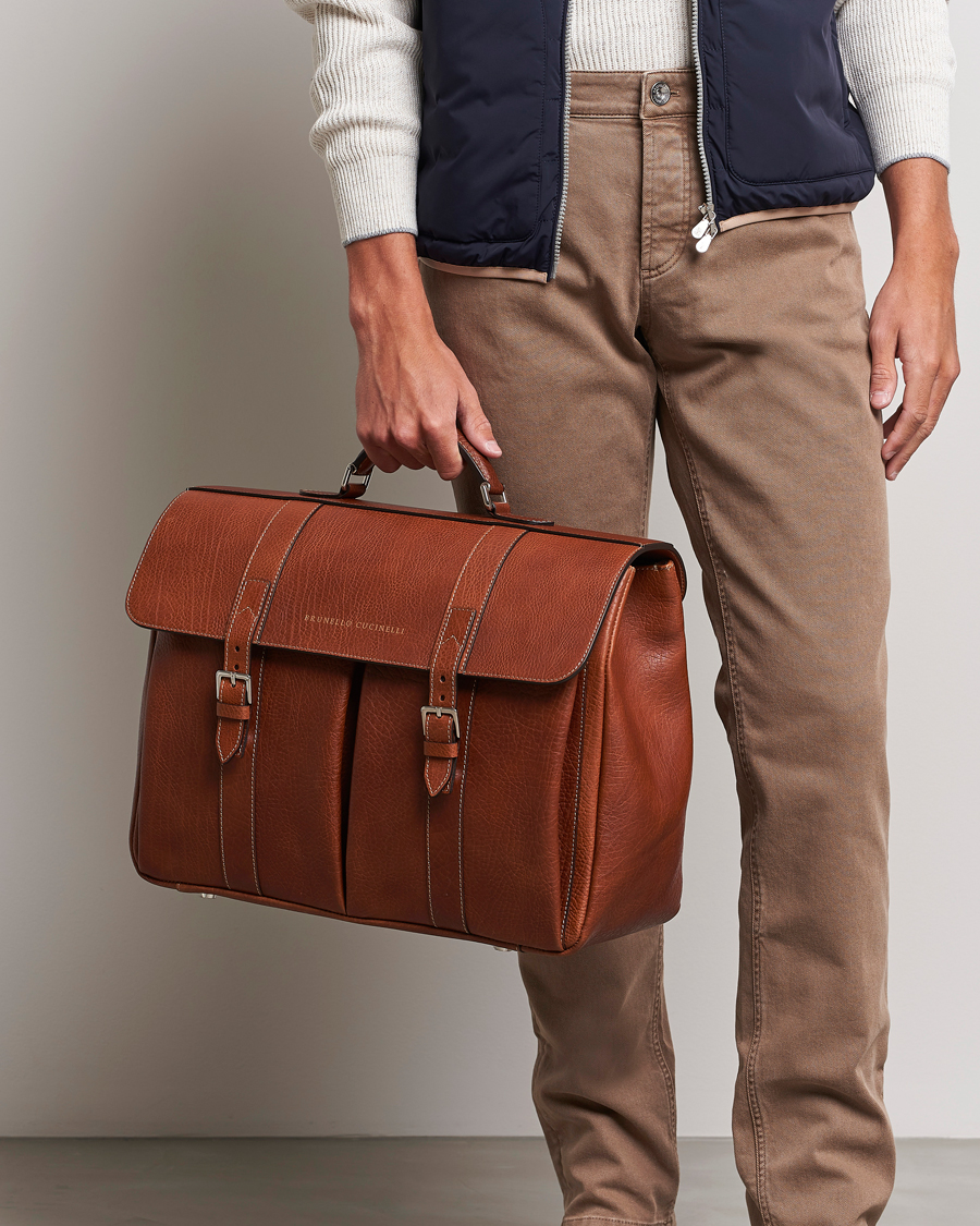 Mies | Brunello Cucinelli Grain Leather Briefcase Cognac | Brunello Cucinelli | Grain Leather Briefcase Cognac