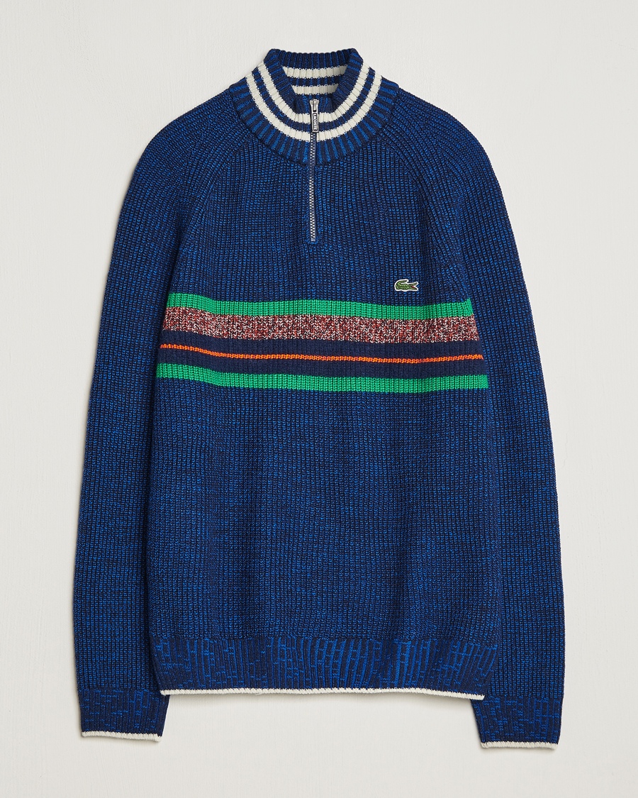 Mies | Puserot | Lacoste | Colorblocked Knitted Half Zip Navy Blue