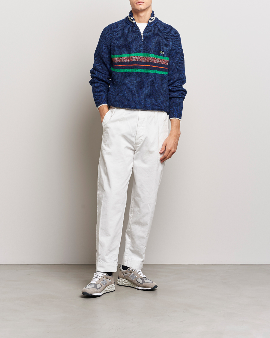 Mies | Puserot | Lacoste | Colorblocked Knitted Half Zip Navy Blue