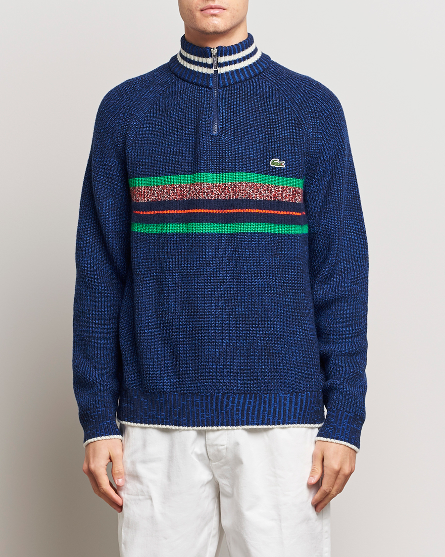 Mies | Puserot | Lacoste | Colorblocked Knitted Half Zip Navy Blue