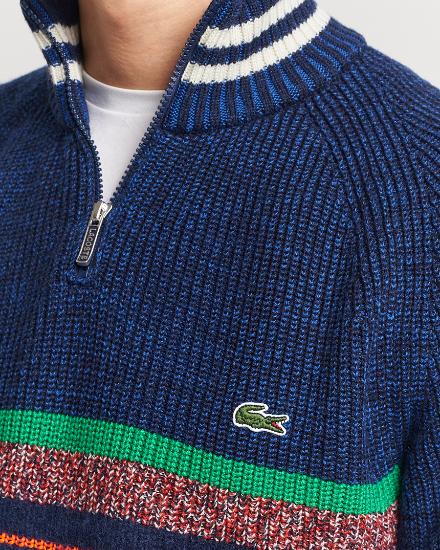 Mies | Puserot | Lacoste | Colorblocked Knitted Half Zip Navy Blue