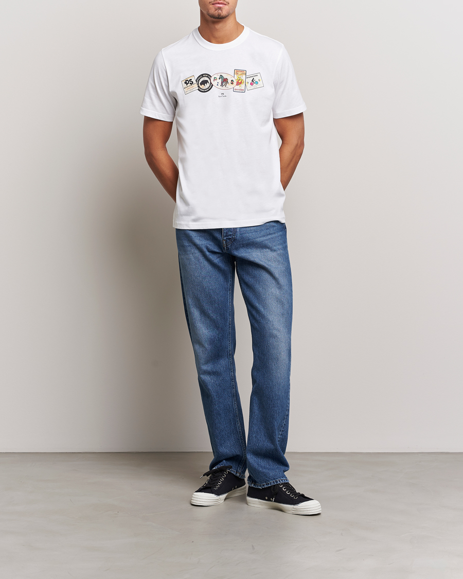 Mies | T-paidat | PS Paul Smith | PS In A Row Crew Neck T-Shirt White