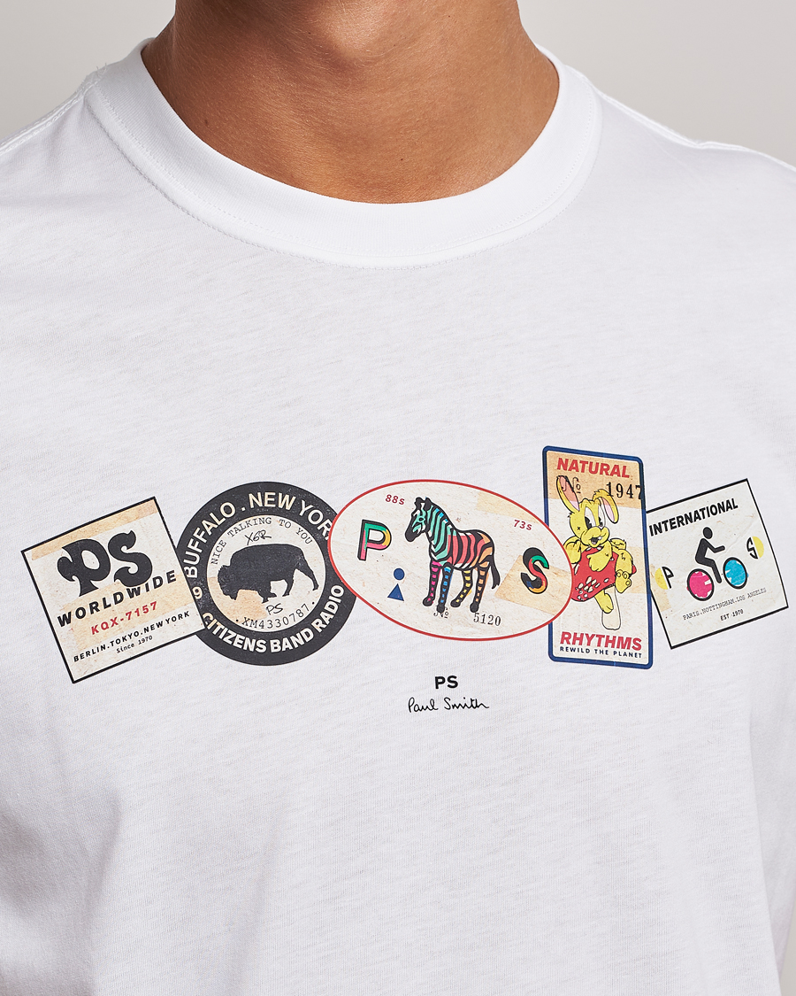 Mies | T-paidat | PS Paul Smith | PS In A Row Crew Neck T-Shirt White