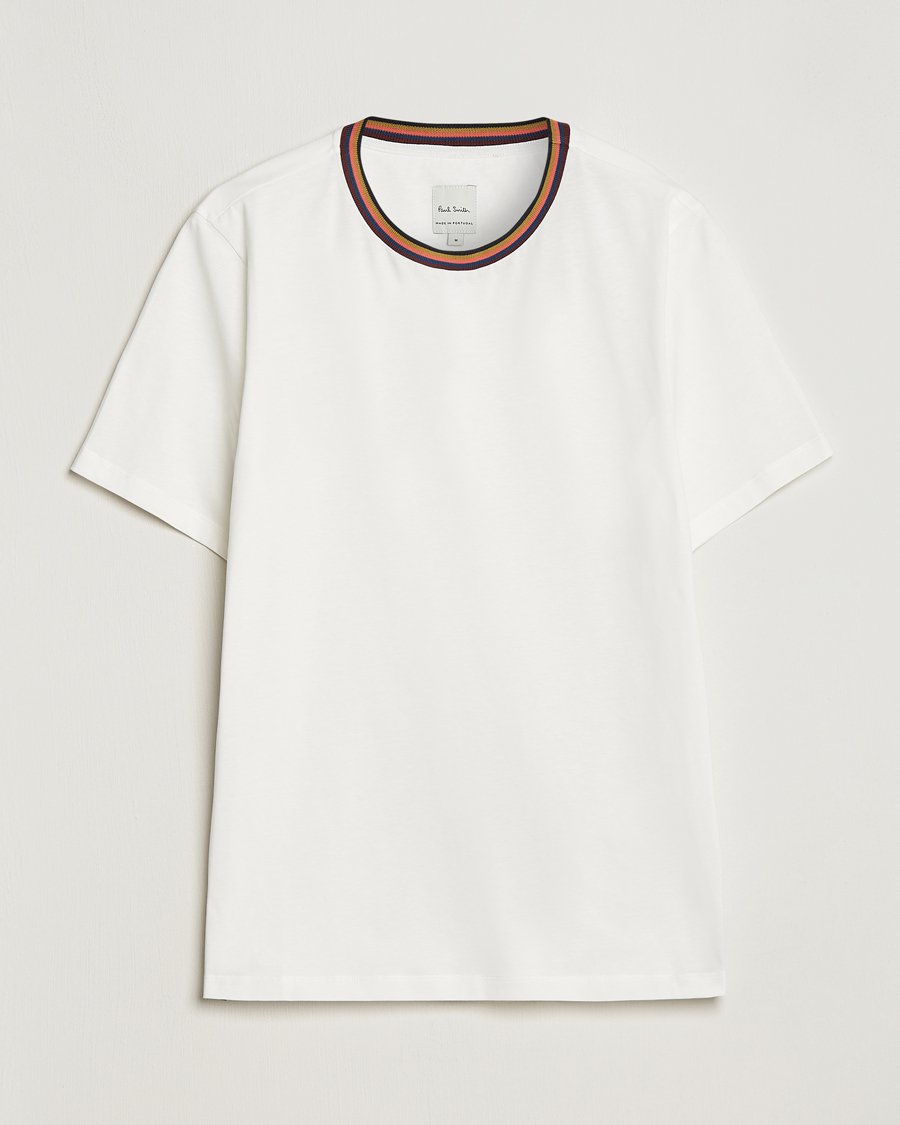 Mies | Valkoiset t-paidat | Paul Smith | Stripe Rib Crew Neck T-Shirt White