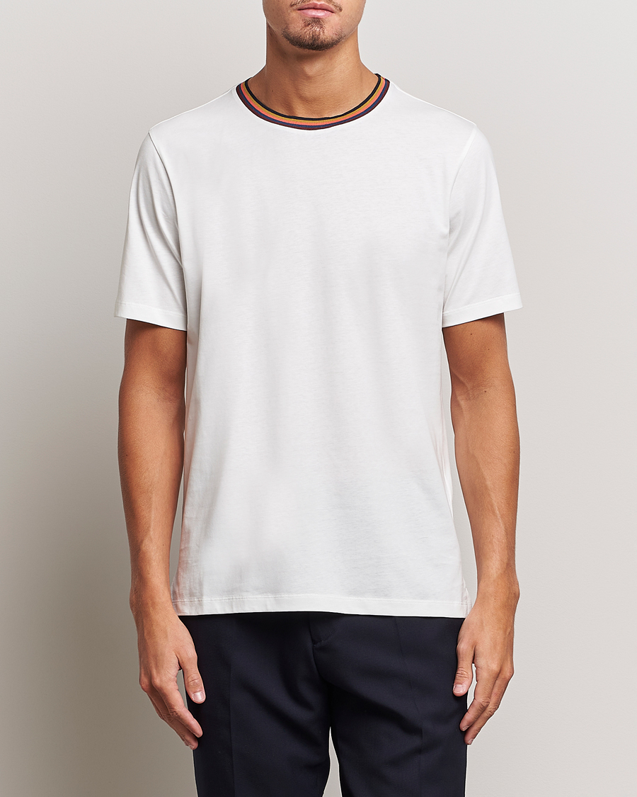 Mies | Valkoiset t-paidat | Paul Smith | Stripe Rib Crew Neck T-Shirt White