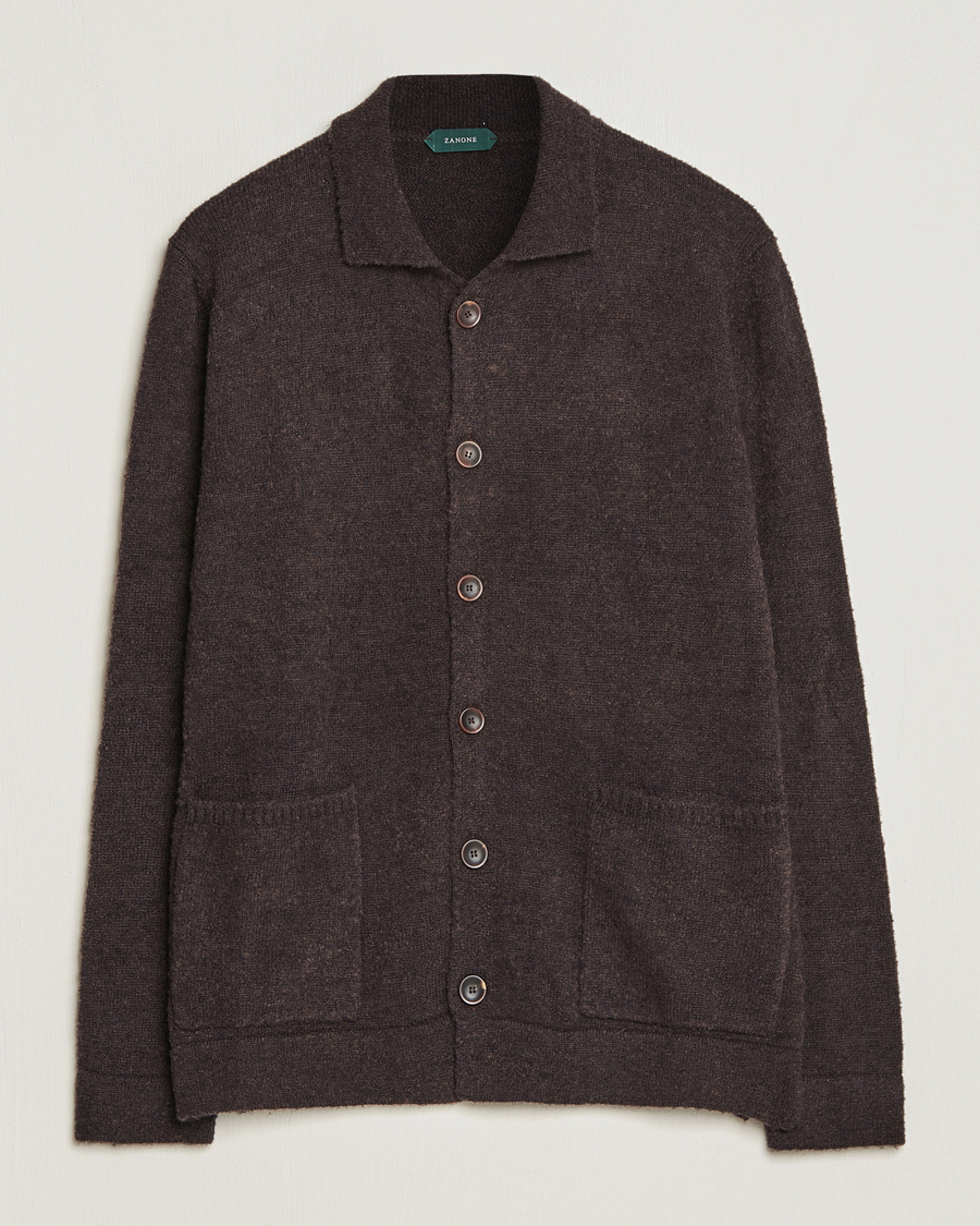 Mies | Puserot | Zanone | Boucle Wool Chore Jacket Dark Brown