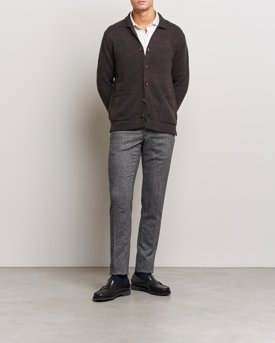 Mies | Puserot | Zanone | Boucle Wool Chore Jacket Dark Brown