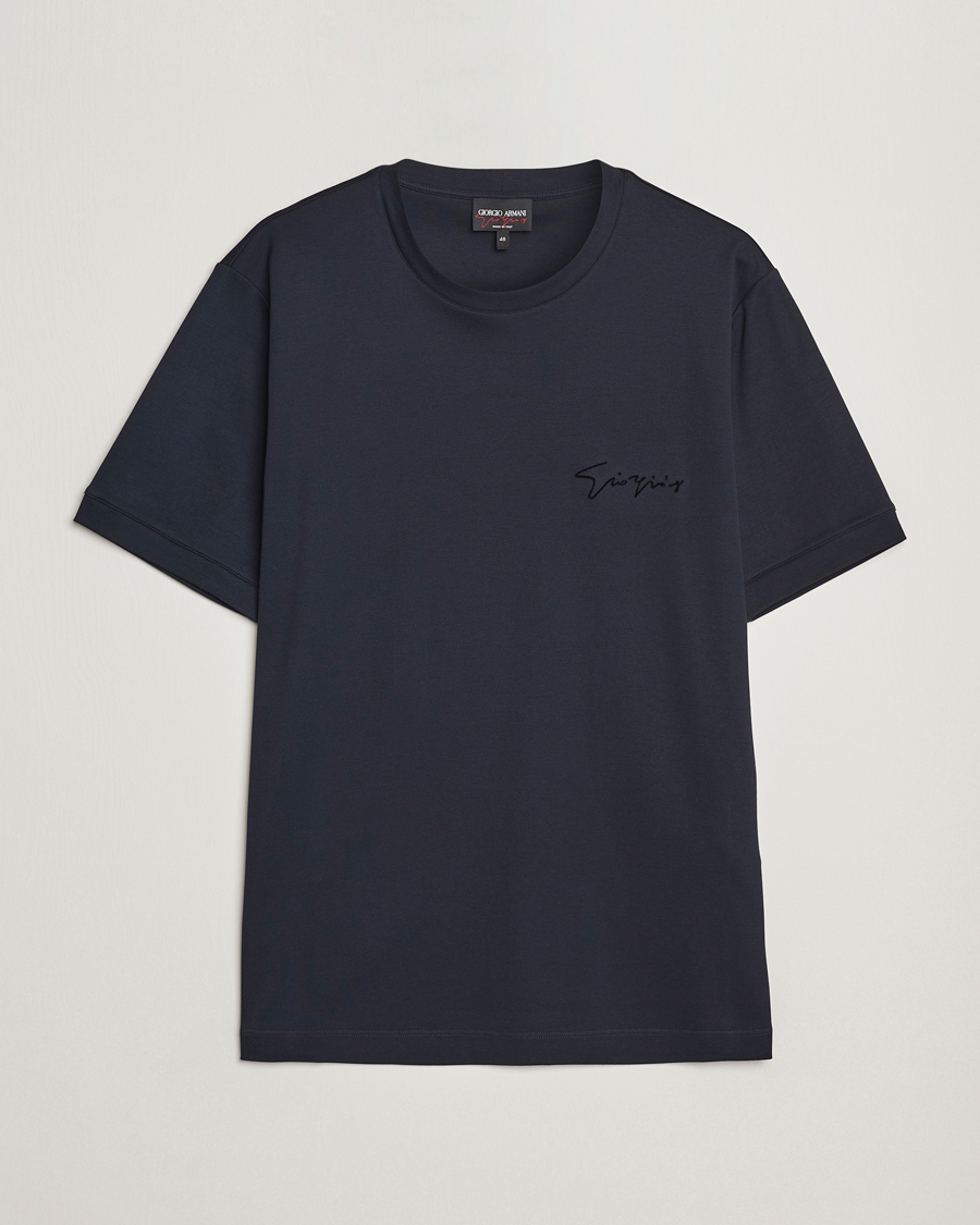 Mies | T-paidat | Giorgio Armani | Embroidered Signature T-Shirt Navy
