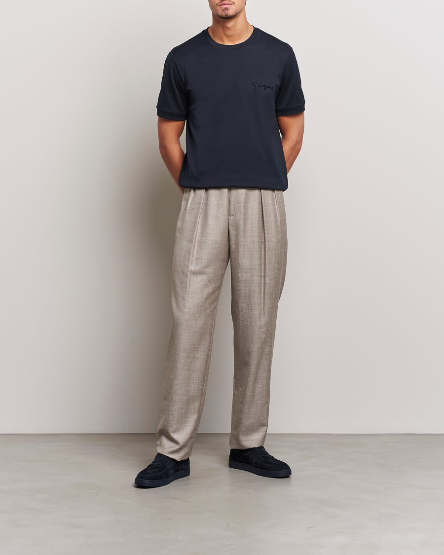 Mies | T-paidat | Giorgio Armani | Embroidered Signature T-Shirt Navy