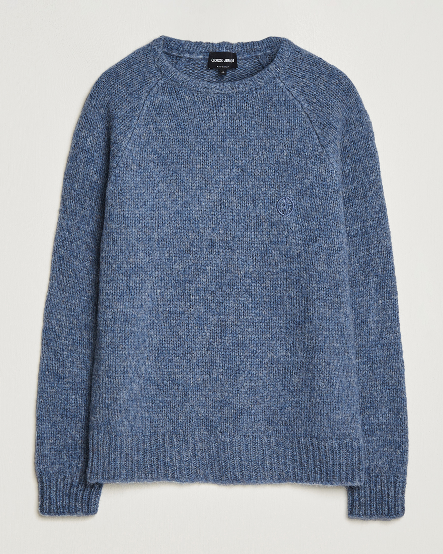 Mies | Puserot | Giorgio Armani | Alpaca Wool Sweater Light Blue