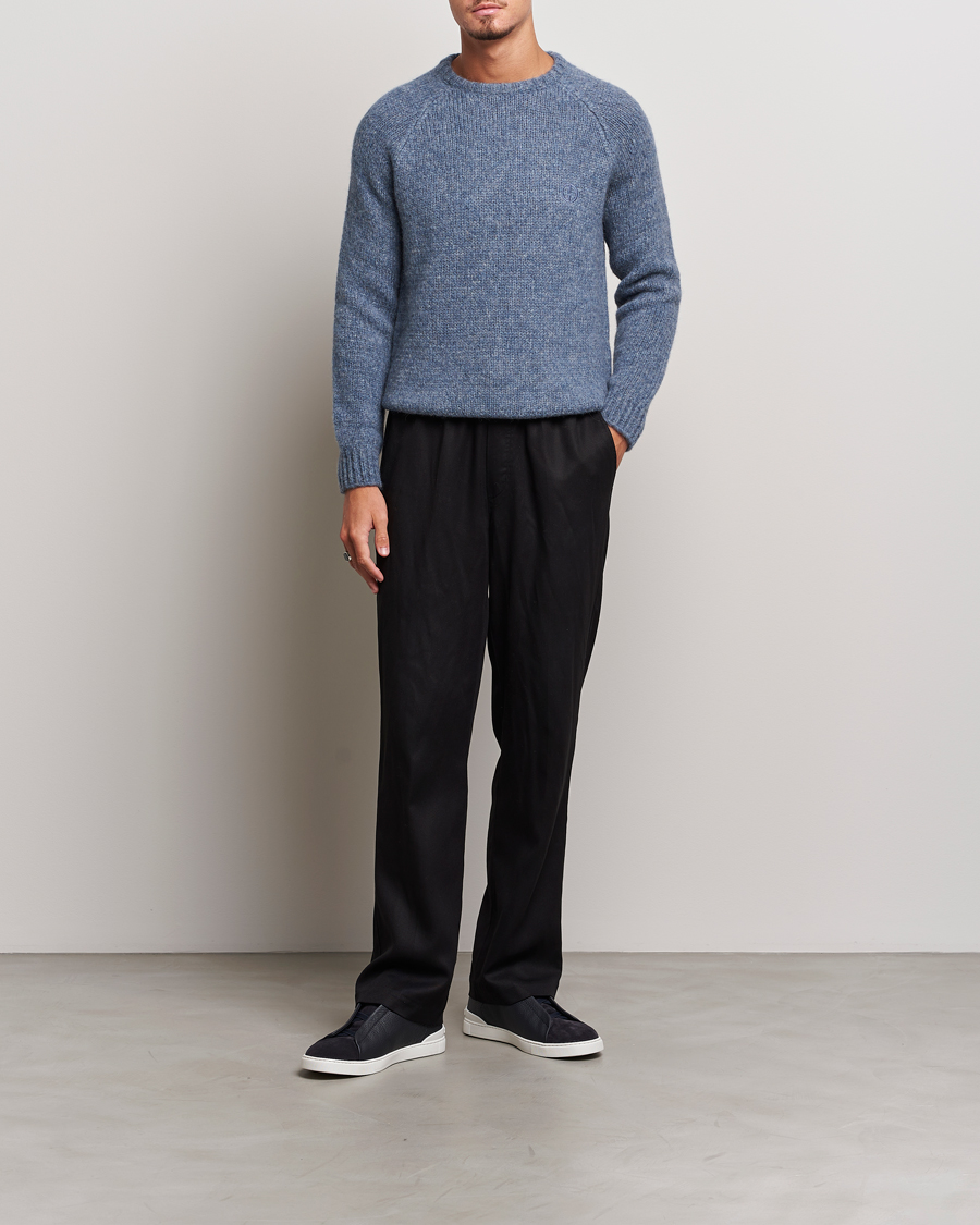 Mies | Puserot | Giorgio Armani | Alpaca Wool Sweater Light Blue