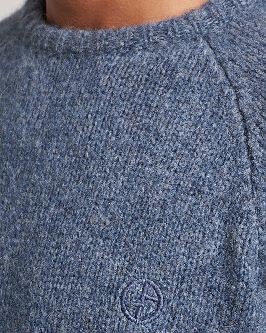 Mies | Puserot | Giorgio Armani | Alpaca Wool Sweater Light Blue