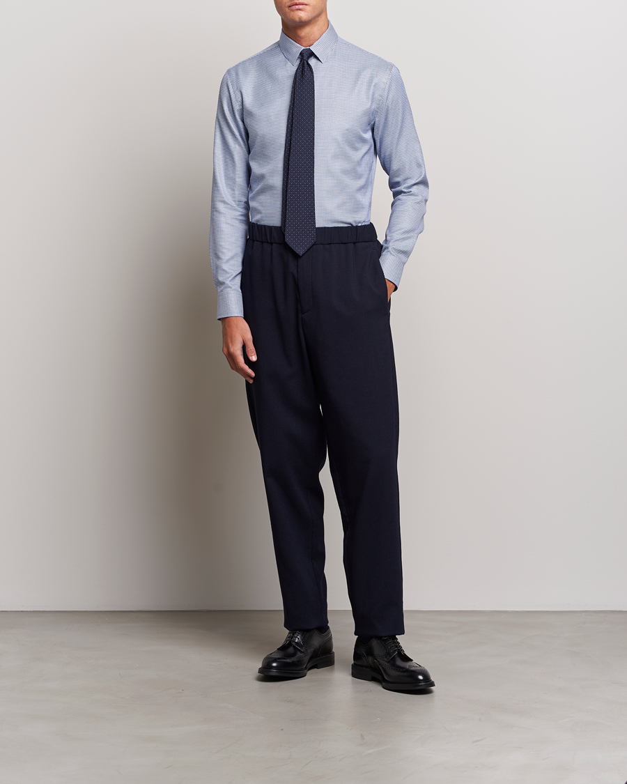 Mies | Kauluspaidat | Giorgio Armani | Micro Structure Dress Shirt Light Blue