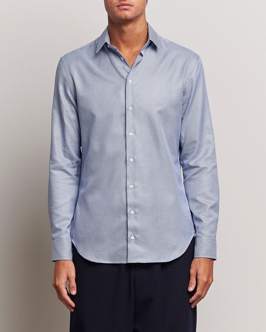 Mies | Rennot paidat | Giorgio Armani | Micro Structure Dress Shirt Light Blue