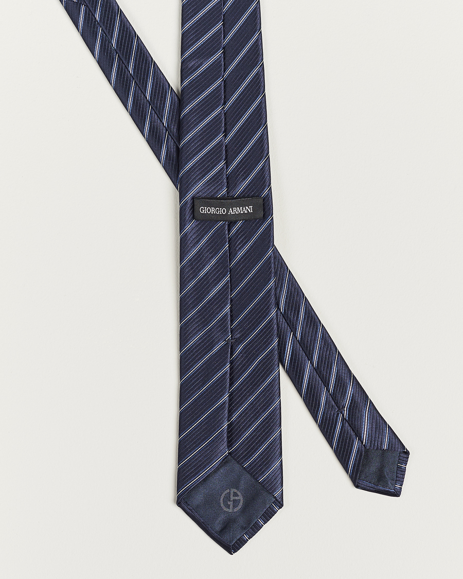Mies | Giorgio Armani Regimental Stripe Silk Tie Navy | Giorgio Armani | Regimental Stripe Silk Tie Navy