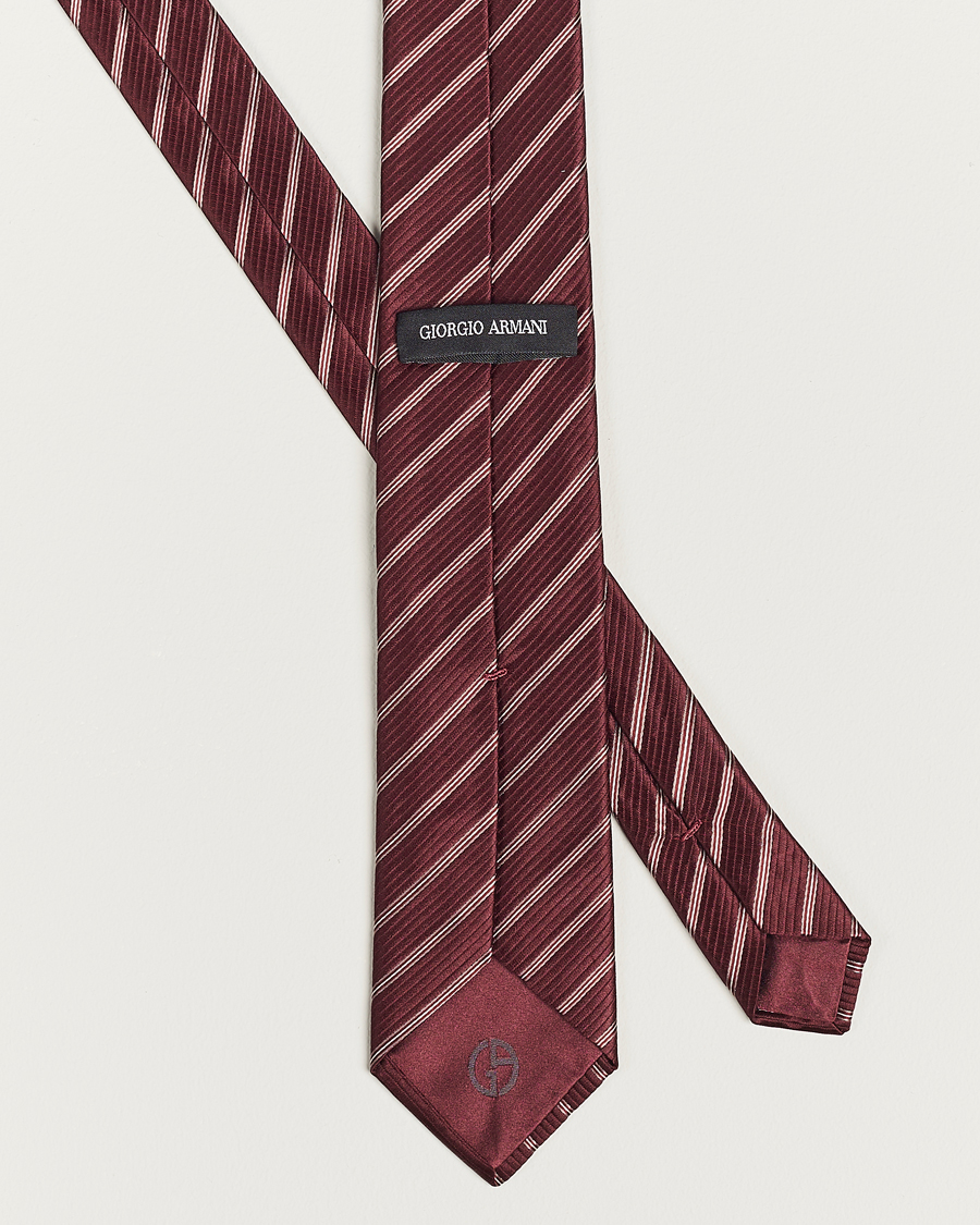 Mies |  | Giorgio Armani | Regimental Stripe Silk Tie Burgundy