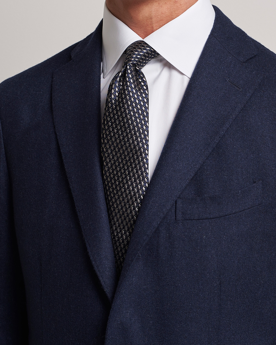 Mies |  | Giorgio Armani | Jacquard Silk Tie Navy/Grey