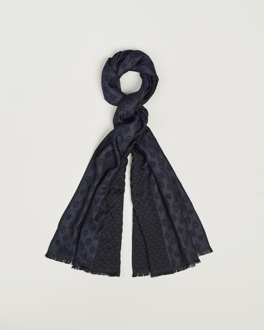 Mies | Giorgio Armani Wool/Silk Monogram Scarf Navy | Giorgio Armani | Wool/Silk Monogram Scarf Navy