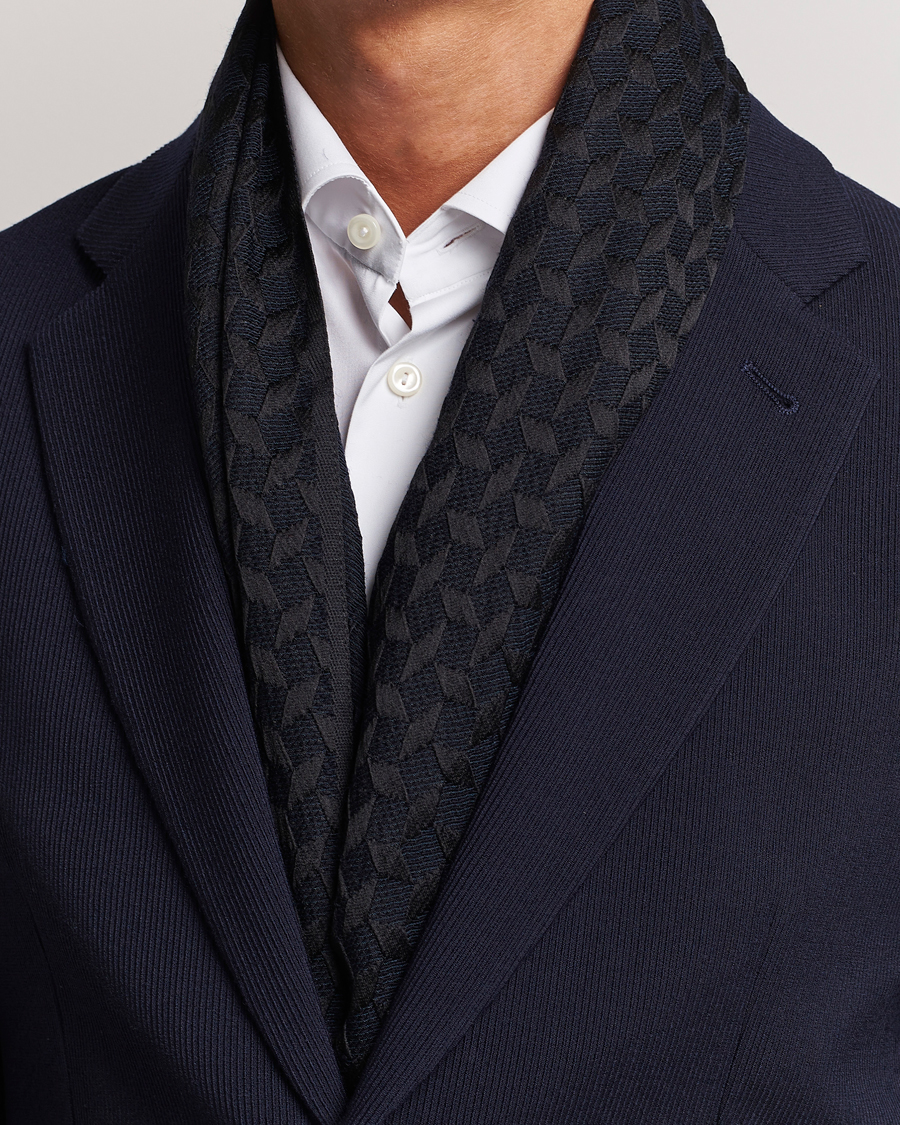 Mies | Giorgio Armani Wool/Silk Monogram Scarf Navy | Giorgio Armani | Wool/Silk Monogram Scarf Navy