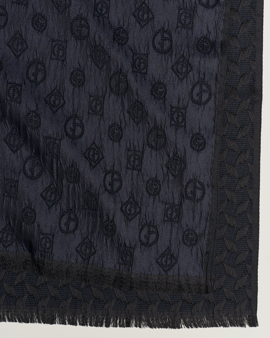 Mies | Giorgio Armani Wool/Silk Monogram Scarf Navy | Giorgio Armani | Wool/Silk Monogram Scarf Navy
