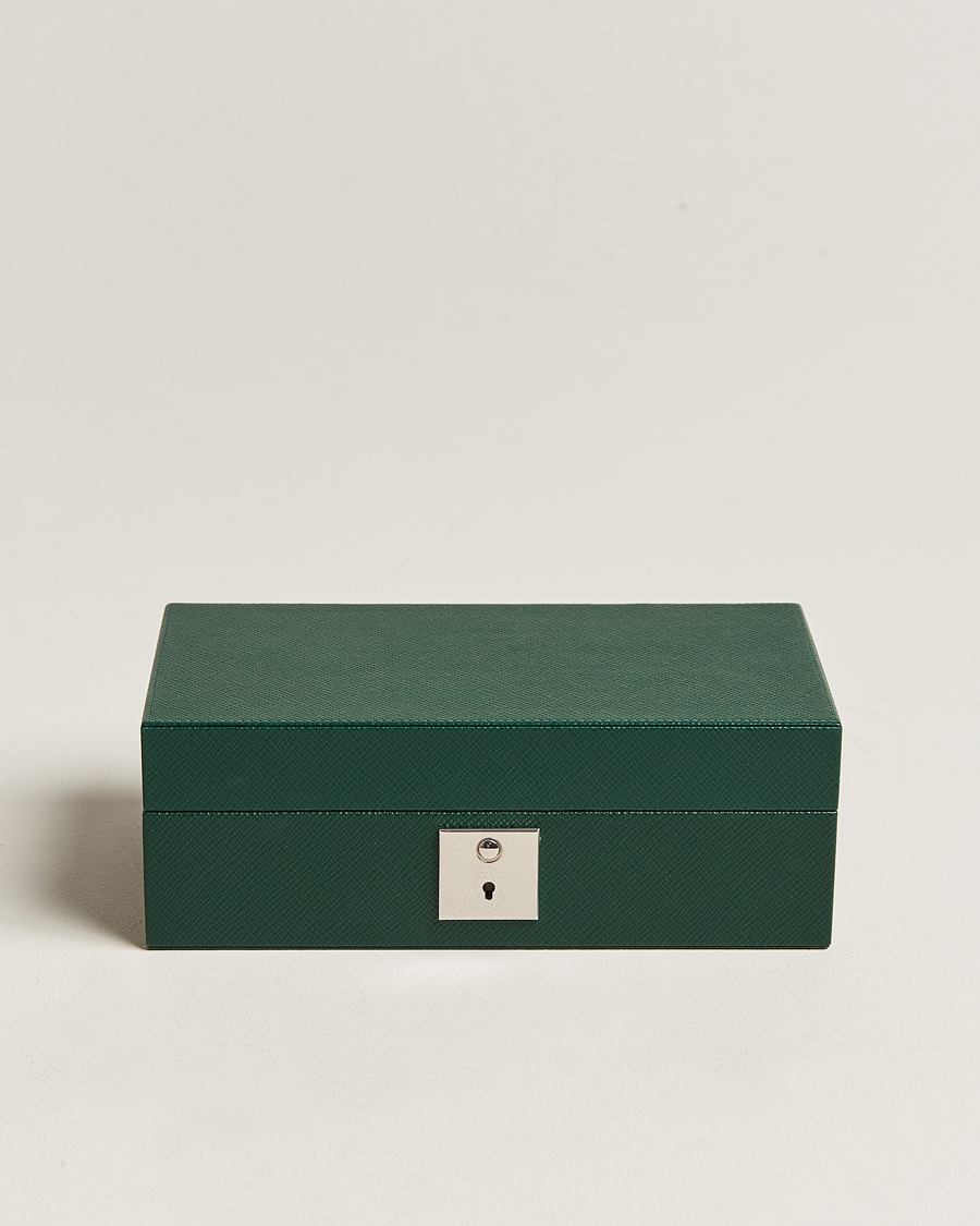 Mies | Smythson Panama Lockable Watch And Cufflink Box Forest Green | Smythson | Panama Lockable Watch And Cufflink Box Forest Green